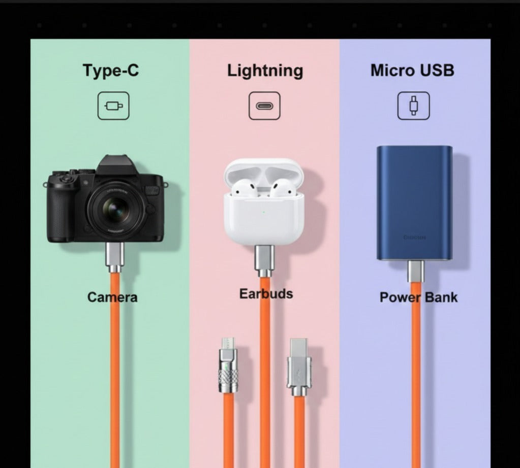 High-Speed Fast Charging & Data Sync Cable-Orange Edition