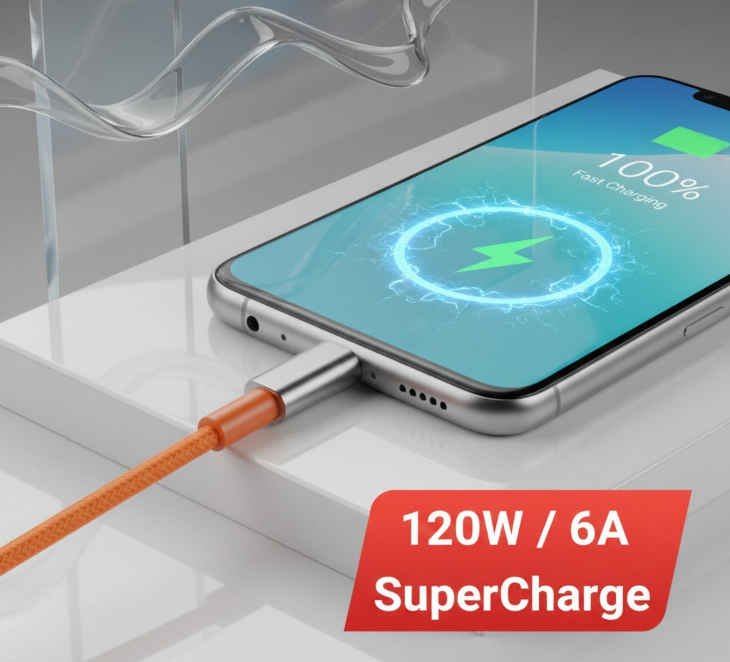 High-Speed Fast Charging & Data Sync Cable-Orange Edition
