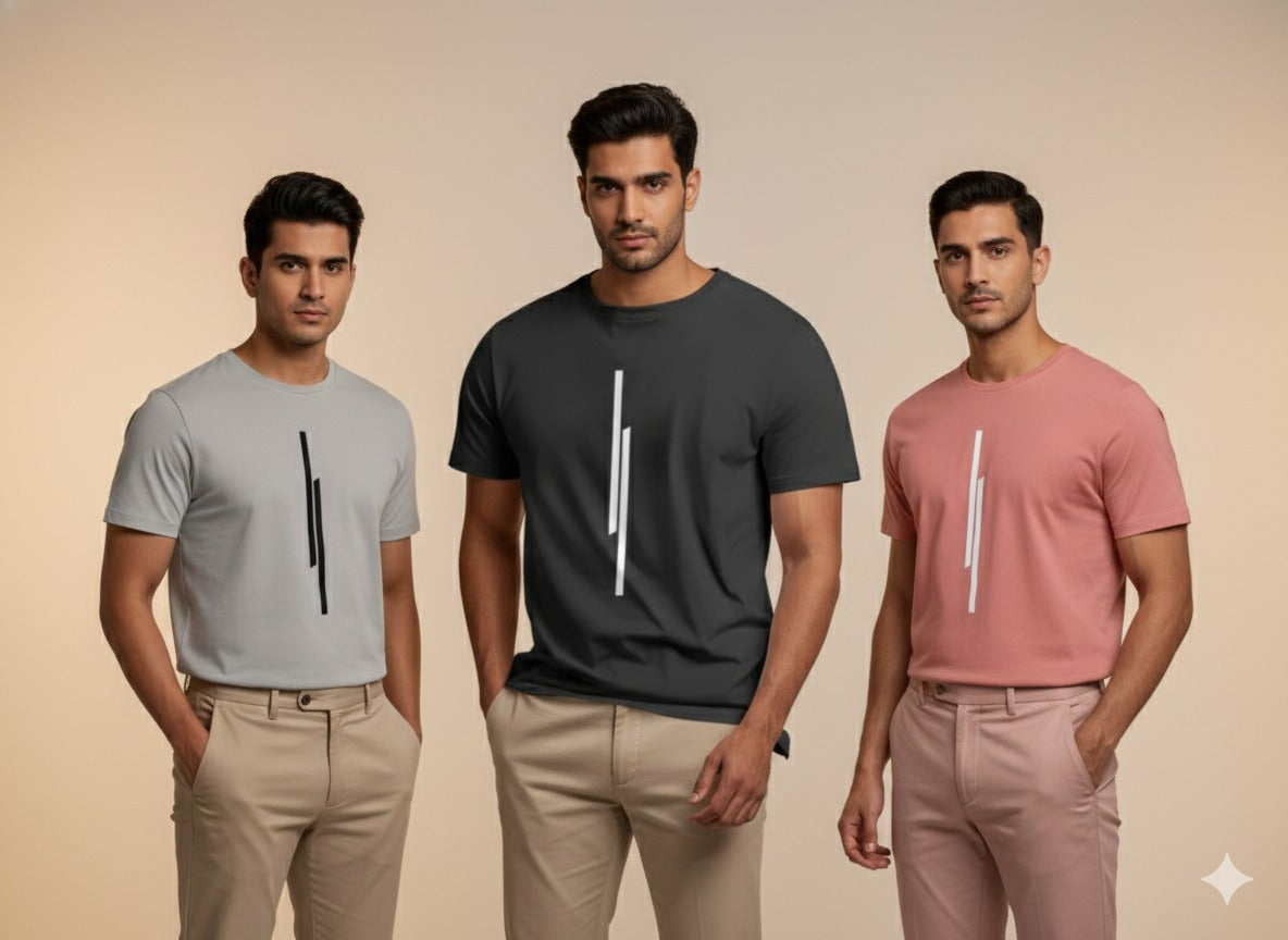 Men’s Round Neck Graphic Printed T-Shirts Combo Pack of 3